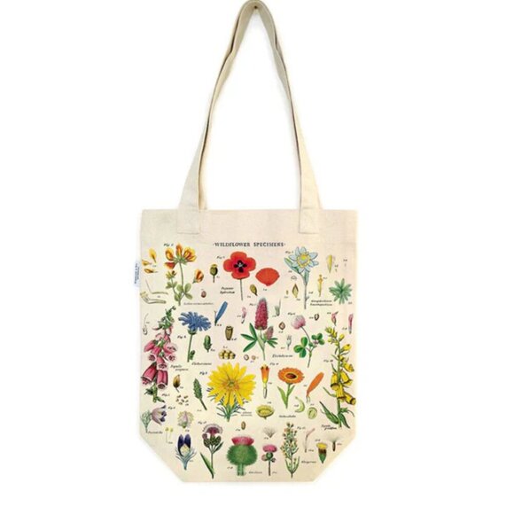 NWT Cavallini & Co Wildflowers Graphic Canvas Tote Bag - Picture 1 of 6